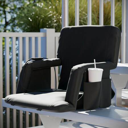 FLASH FURNITURE Malta Black Portable Heated Reclining Stadium Chair w/Armrests, Padded Back & Heated Seat FV-FA090H-BK-GG